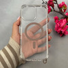 قاب گوشی iPhone 16 Pro Max آیفون لاکچری شفاف طلقی مگ سیف دار اورجینال دارای بند بلند قهوه ای کد 106401