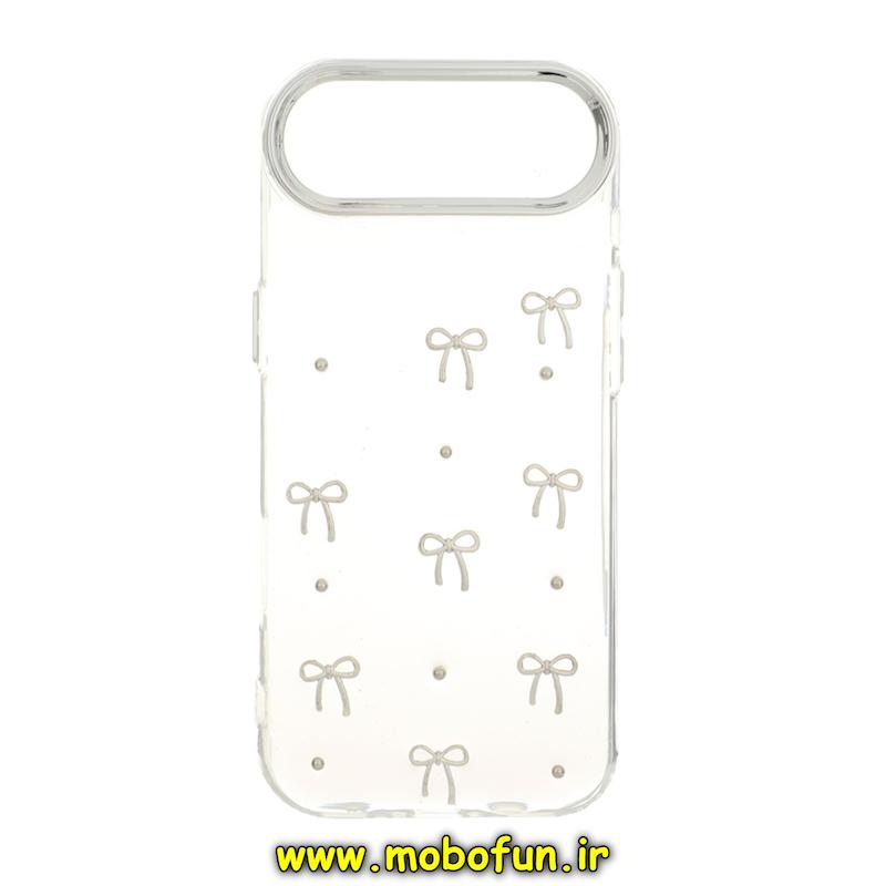 قاب گوشی iPhone 17 Air آیفون لاکچری شفاف شاین رزینی لنز کرومی طرح پاپیون کیوت کد 94381