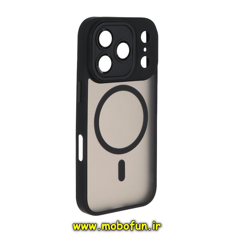 قاب گوشی iPhone 17 Pro آیفون مات Hard Case طرح مگ سیف دور هاشور سیلیکونی مشکی کد 94408