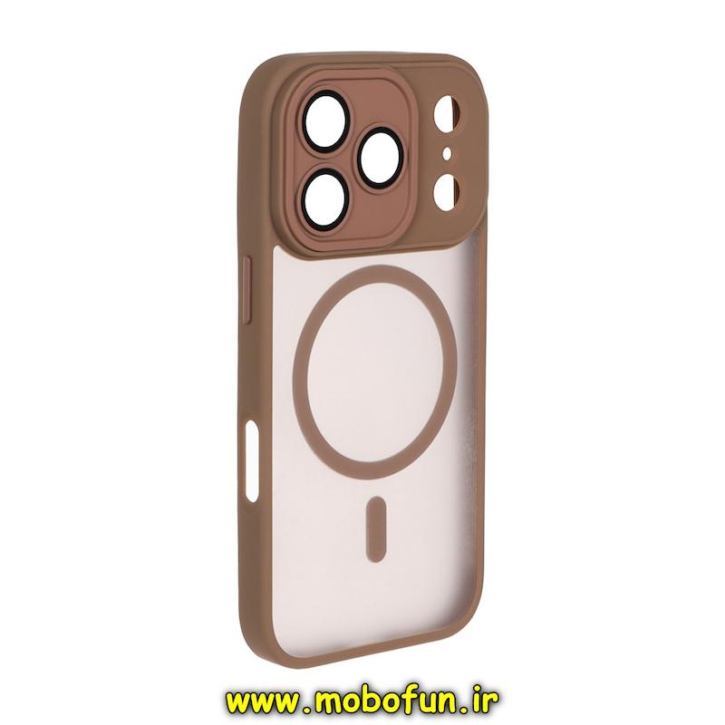 قاب گوشی iPhone 17 Pro آیفون مات Hard Case طرح مگ سیف دور هاشور سیلیکونی نسکافه ای کد 94410
