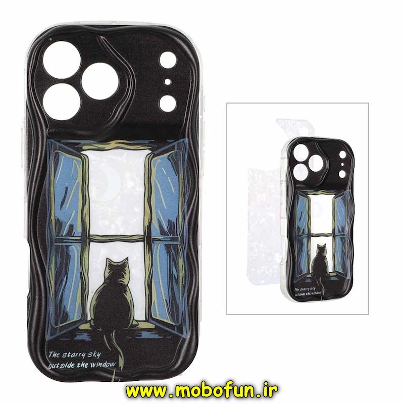 قاب گوشی iPhone 17 Pro Max آیفون ماربل لاکچری بالشتی ژله ای محافظ لنزدار طرح گربه کیوت کد 94444