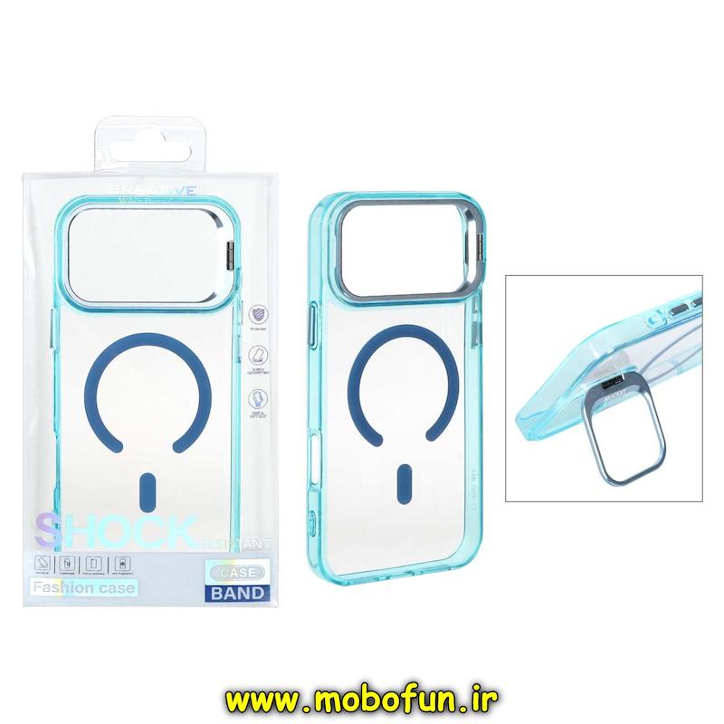 قاب گوشی iPhone 17 Pro Max آیفون اورجینال متال Bracket مگ سیف دار لنز آلومینیومی سبزآبی کد 94468