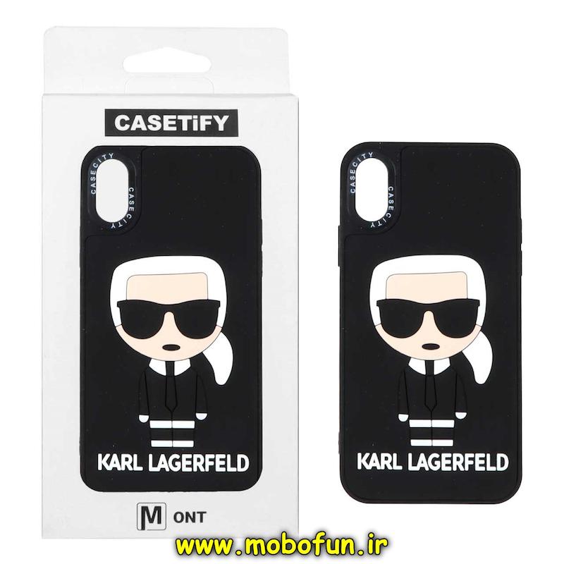 قاب گوشی iPhone X / iPhone XS آیفون سیلیکونی سخت سه بعدی برجسته Casetify کارل KARL کد 94512