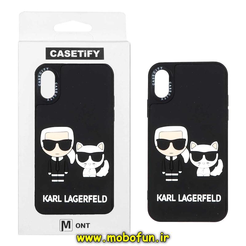 قاب گوشی iPhone X / iPhone XS آیفون سیلیکونی سخت سه بعدی برجسته Casetify کارل KARL کد 94516