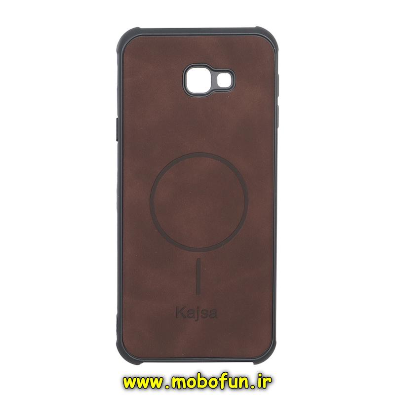 قاب گوشی Galaxy J4 Plus سامسونگ ژله ای چرمی جیر کجسا KAJSA طرح مگ سیف Magsafe محافظ لنزدار قهوه ای کد 94583