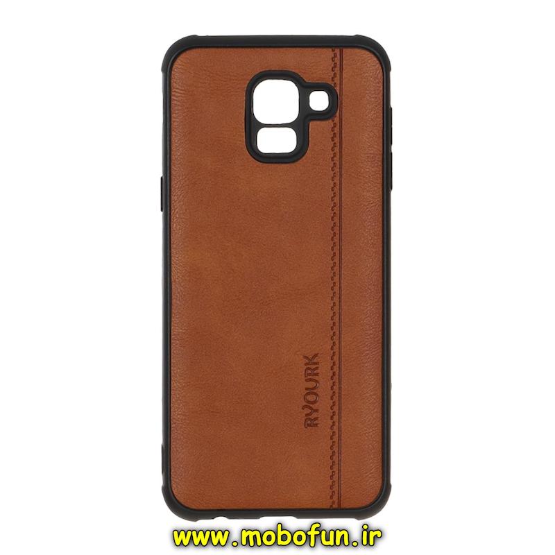 قاب گوشی Galaxy J6 2018 سامسونگ طرح ژله ای چرمی ساده Ryourk محافظ لنزدار عسلی کد 94591