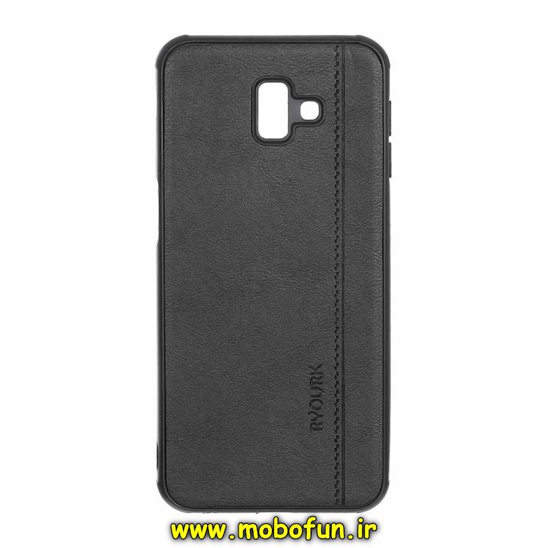 قاب گوشی Galaxy J6 Plus سامسونگ طرح ژله ای چرمی ساده Ryourk محافظ لنزدار مشکی کد 94592
