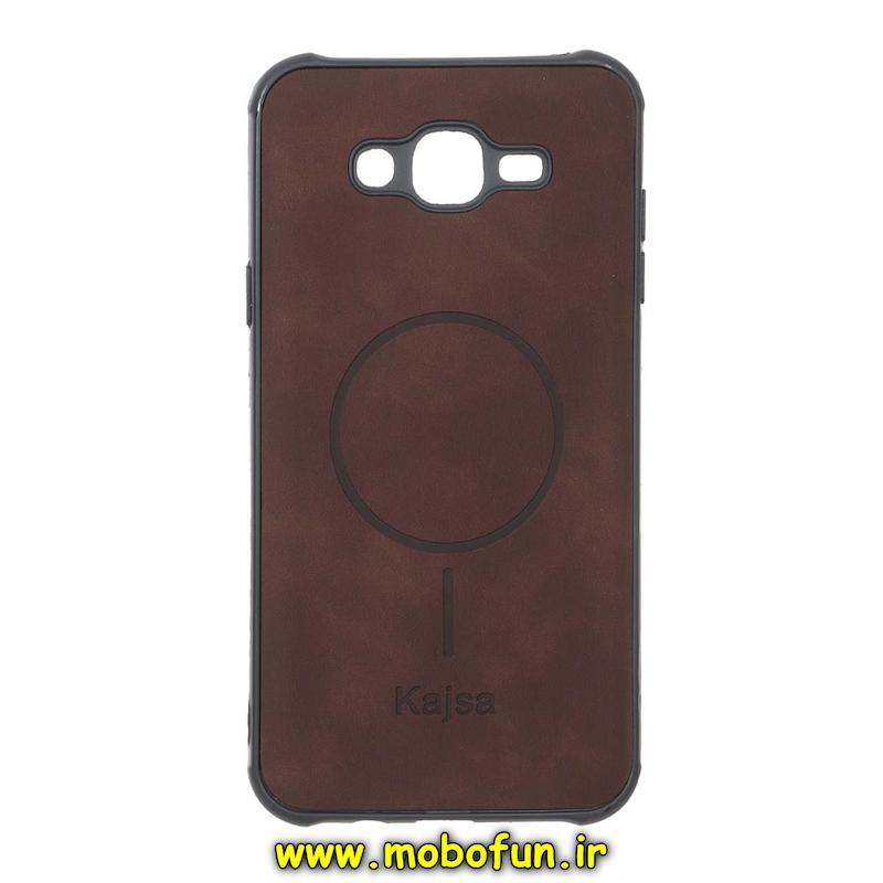 قاب گوشی Galaxy J7 2015 / J700 سامسونگ ژله ای چرمی جیر کجسا KAJSA طرح مگ سیف Magsafe محافظ لنزدار قهوه ای کد 94598