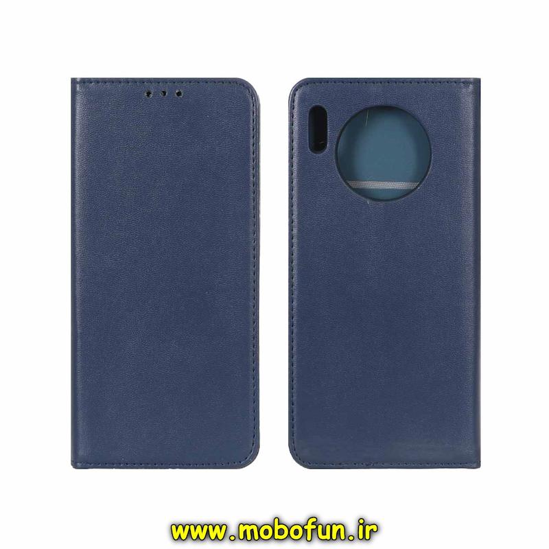 کیف گوشی Huawei Mate 30 هوآوی طرح چرم کتابی جاکارتی دار سرمه ای کد 94652