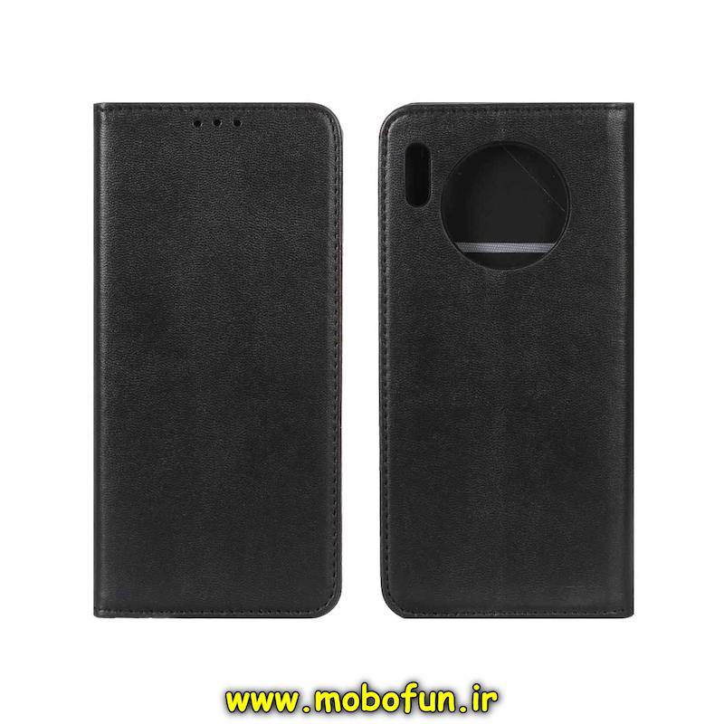 کیف گوشی Huawei Mate 30 هوآوی طرح چرم کتابی جاکارتی دار مشکی کد 94653