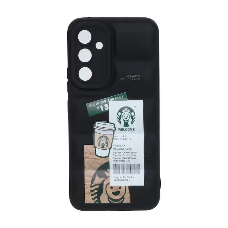 قاب گوشی Galaxy A54 سامسونگ سیلیکون ژله ای پافر PC فانتزی زیر بسته محافظ لنز دار اسپرت مشکی کد 106839