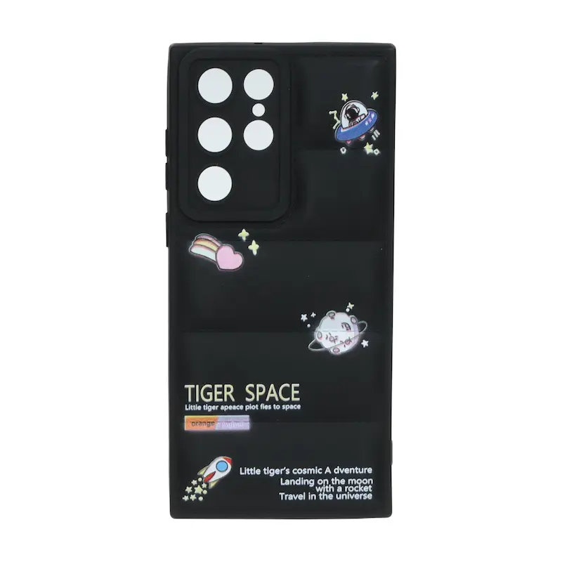 قاب گوشی Galaxy S22 Ultra سامسونگ سیلیکون ژله ای پافر PC فانتزی زیر بسته محافظ لنز دار اسپرت مشکی کد 106848