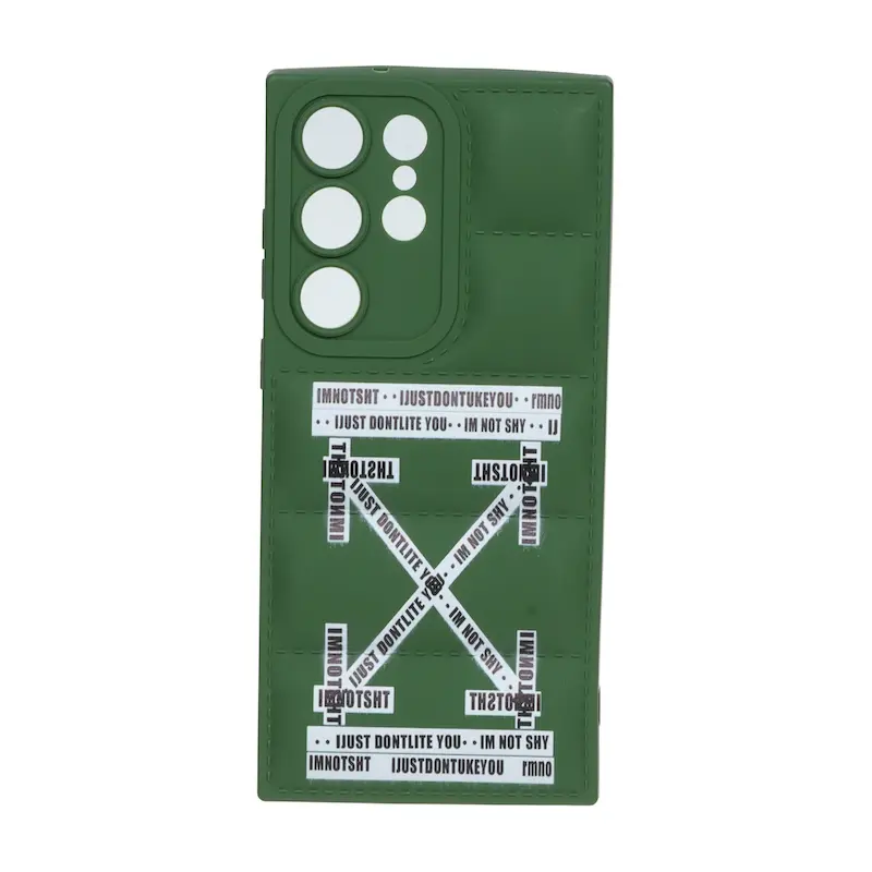 قاب گوشی Galaxy S23 Ultra سامسونگ سیلیکون ژله ای پافر PC فانتزی زیر بسته محافظ لنز دار اسپرت سبز کد 106854