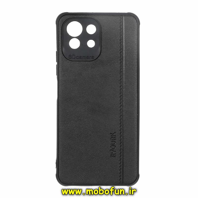 قاب گوشی Mi 11 Lite 4G - Mi 11 Lite 5G - Mi 11 Lite Ne شیائومی طرح ژله ای چرمی ساده Ryourk محافظ لنزدار مشکی کد 94655