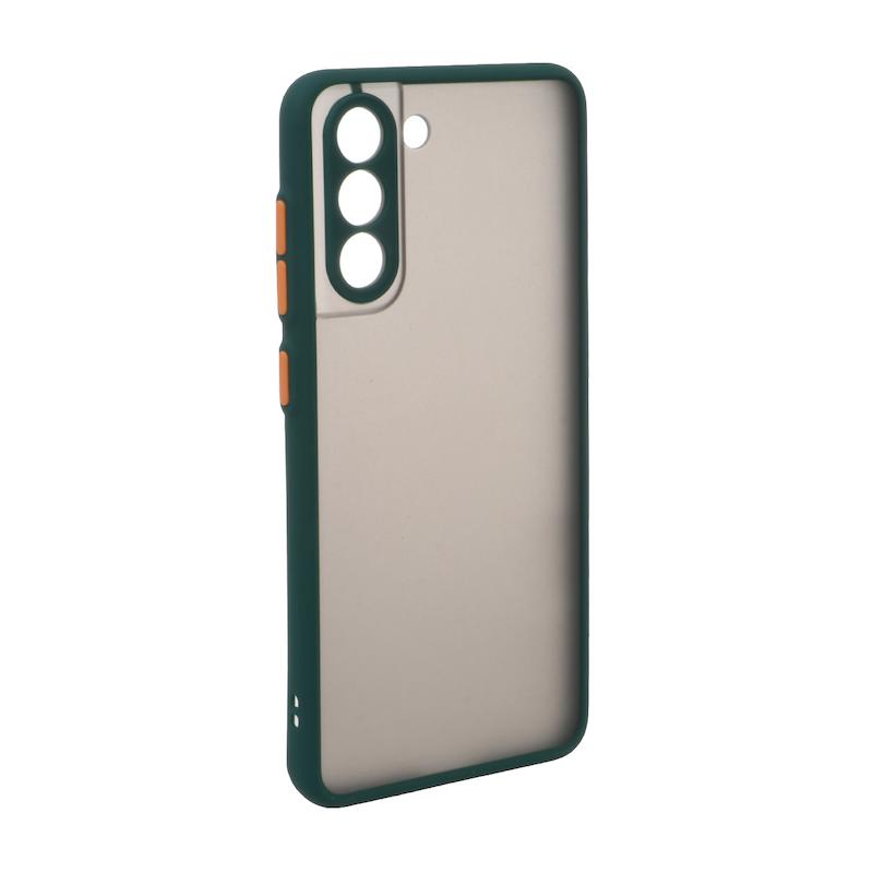 قاب گوشی Galaxy S21 FE سامسونگ پشت مات محافظ لنز دار دور سیلیکونی سبز تیره کد 106924