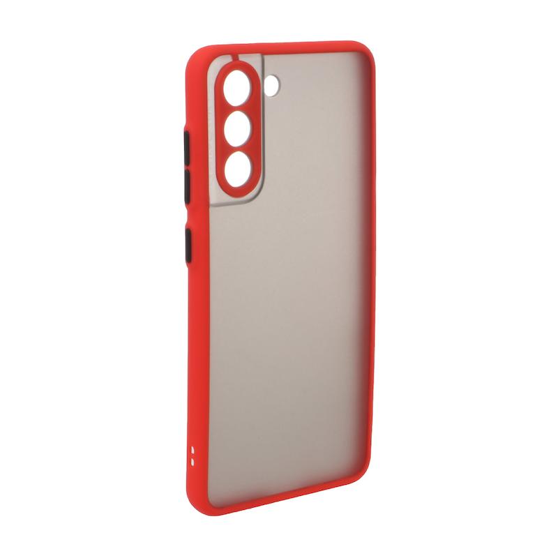 قاب گوشی Galaxy S21 FE سامسونگ پشت مات محافظ لنز دار دور سیلیکونی قرمز کد 106926