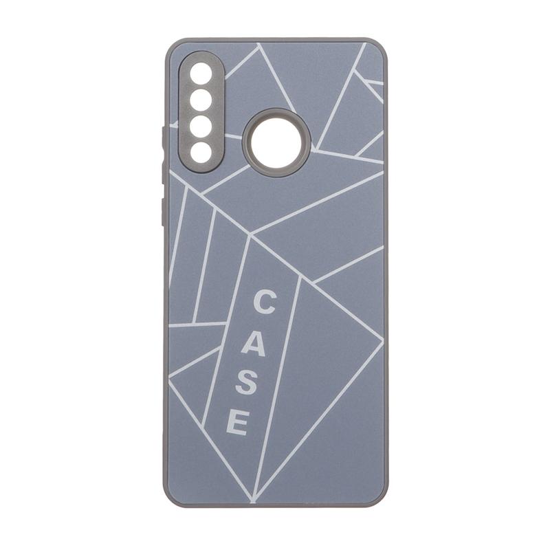 قاب گوشی Huawei P30 Lite هوآوی PVD هندسی ضد خش پشت گلس شیشه ای محافظ لنز دار طوسی کد 106792