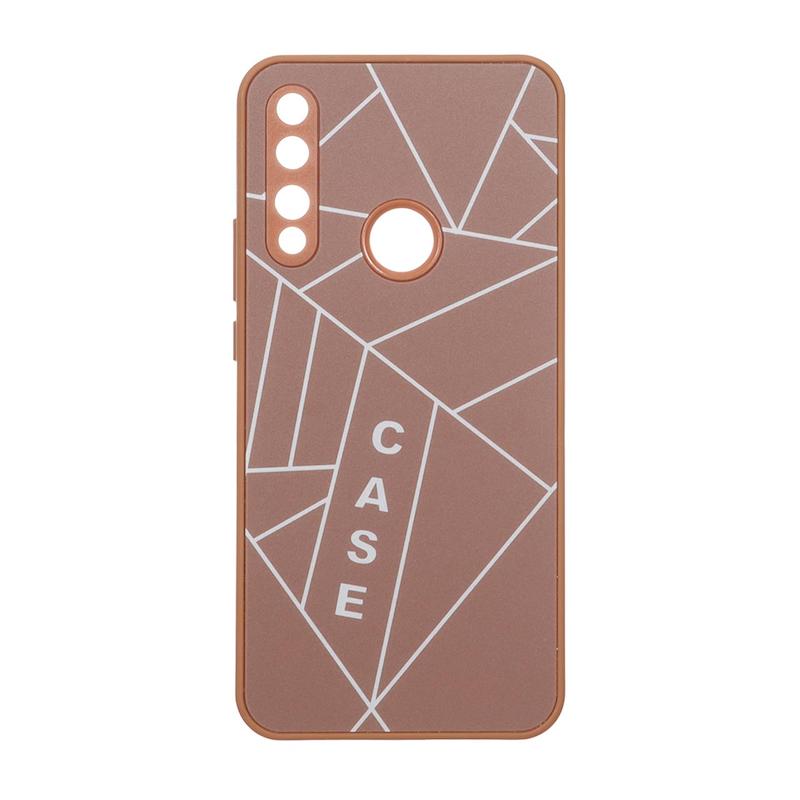 قاب گوشی Honor 9x / Y9 Prime 2019 هوآوی PVD هندسی ضد خش پشت گلس شیشه ای محافظ لنز دار قهوه ای کد 106801