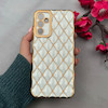 قاب گوشی Galaxy A14 سامسونگ ژله ای مای کیس گلد لاین لوزی دور طلایی محافظ لنز دار سفید کد 108729