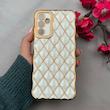 قاب گوشی Galaxy A14 سامسونگ ژله ای مای کیس گلد لاین لوزی دور طلایی محافظ لنز دار سفید کد 108729