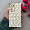 قاب گوشی Galaxy A54 سامسونگ ژله ای مای کیس گلد لاین لوزی دور طلایی محافظ لنز دار سفید کد 108750