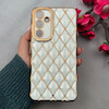 قاب گوشی Galaxy A55 سامسونگ ژله ای مای کیس گلد لاین لوزی دور طلایی محافظ لنز دار سفید کد 108751