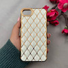 قاب گوشی iPhone 7 / iPhone 8 / iPhone SE 2020 / iPhone SE 2022 آیفون ژله ای مای کیس گلد لاین لوزی دور طلایی محافظ لنز دار سفید کد 108756