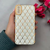 قاب گوشی iPhone X / iPhone XS آیفون ژله ای مای کیس گلد لاین لوزی دور طلایی محافظ لنز دار سفید کد 108761