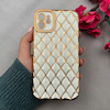 قاب گوشی iPhone 11 آیفون ژله ای مای کیس گلد لاین لوزی دور طلایی محافظ لنز دار سفید کد 108766