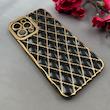قاب گوشی iPhone 12 Pro Max آیفون ژله ای مای کیس گلد لاین لوزی دور طلایی محافظ لنز دار مشکی کد 108772