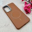 قاب گوشی Galaxy S24 FE سامسونگ لدر دیزاین SOFT Lether Design اسپیگن Spigen سیلیکونی طرح مگ سیف عسلی کد 108139