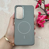 قاب گوشی Galaxy S24 FE سامسونگ لدر دیزاین SOFT Lether Design اسپیگن Spigen سیلیکونی طرح مگ سیف طوسی کد 108140