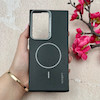 قاب گوشی Galaxy S23 Ultra سامسونگ لدر دیزاین SOFT Lether Design اسپیگن Spigen سیلیکونی طرح مگ سیف مشکی کد 108148