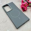 قاب گوشی Galaxy S23 Ultra سامسونگ لدر دیزاین SOFT Lether Design اسپیگن Spigen سیلیکونی طرح مگ سیف طوسی کد 108149