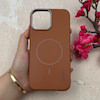 قاب گوشی iPhone 13 Pro Max آیفون لدر دیزاین SOFT Lether Design اسپیگن Spigen سیلیکونی طرح مگ سیف عسلی کد 108152