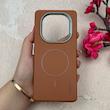 قاب گوشی Redmi Note 14 Pro 4G شیائومی لدر دیزاین SOFT Lether Design اسپیگن Spigen سیلیکونی طرح مگ سیف عسلی کد 108191