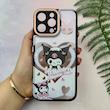 قاب گوشی iPhone 16 Pro Max آیفون لاین کمرا اورجینال Q Series فانتزی محافظ لنزدار طرح کرومی مشکی کد 107966