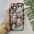 قاب گوشی iPhone 13 آیفون لاین کمرا اورجینال Q Series فانتزی محافظ لنزدار طرح کرومی مشکی کد 107974