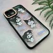 قاب گوشی iPhone 13 آیفون لاین کمرا اورجینال Q Series فانتزی محافظ لنزدار طرح کرومی مشکی کد 107974