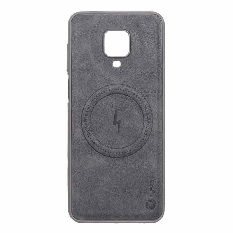 قاب گوشی Redmi Note 9S / Redmi Note 9 Pro شیائومی چرمی مگ سیف دار کلاسیک کریستال Crystal سخت HARD خاکستری کد 108989