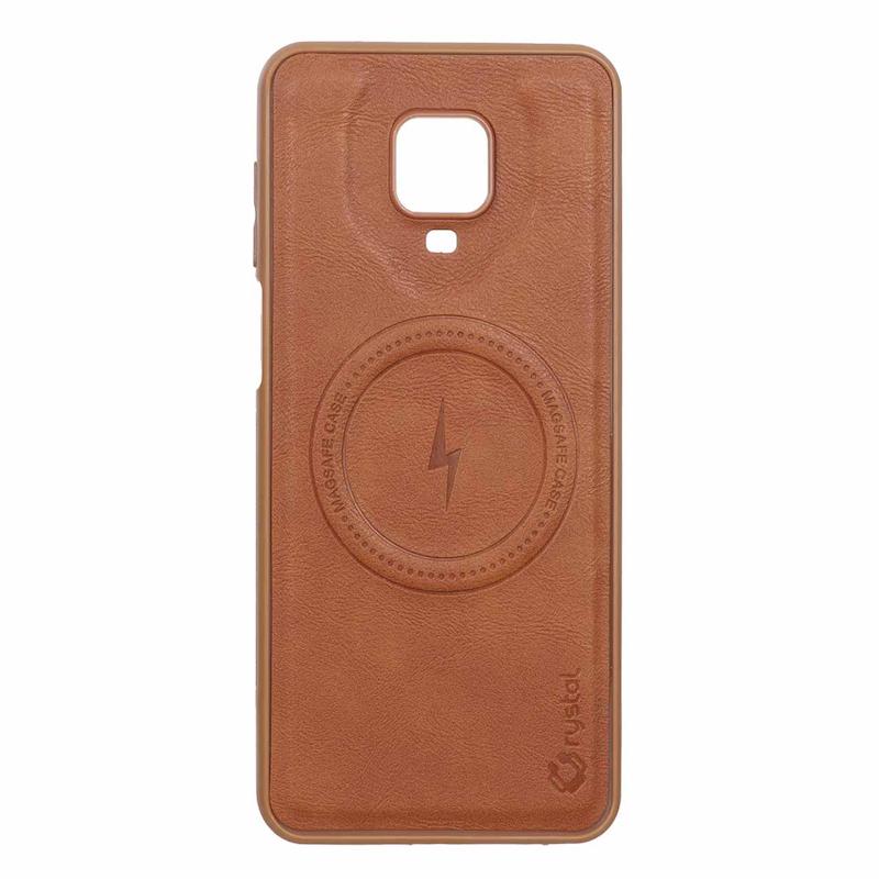 قاب گوشی Redmi Note 9S / Redmi Note 9 Pro شیائومی چرمی مگ سیف دار کلاسیک کریستال Crystal سخت HARD قهوه ای کد 108990