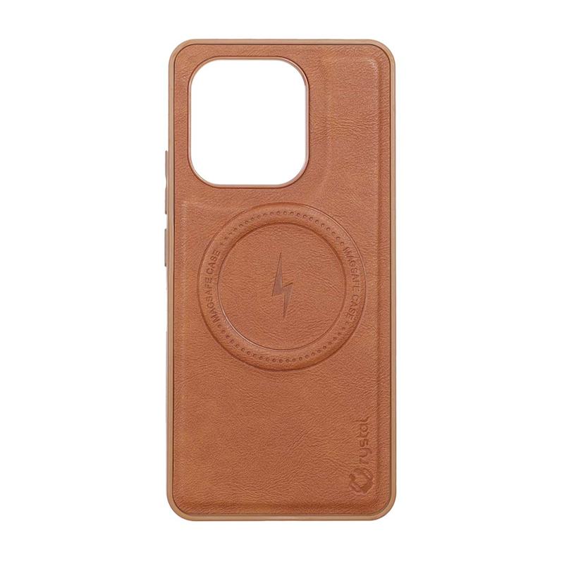 قاب گوشی Redmi Note 13 4G شیائومی چرمی مگ سیف دار کلاسیک کریستال Crystal سخت HARD قهوه ای کد 109001