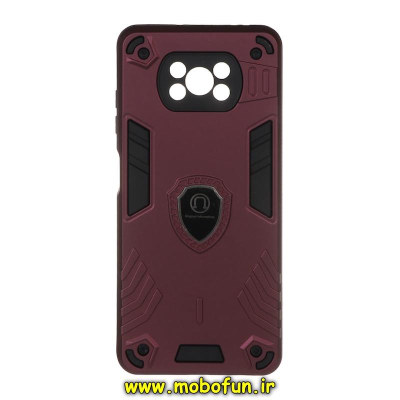 قاب گوشی Poco X3 / Poco X3 Pro شیائومی طرح ضد ضربه بتمن Magnet Adsorption مگنتی زرشکی کد 94760
