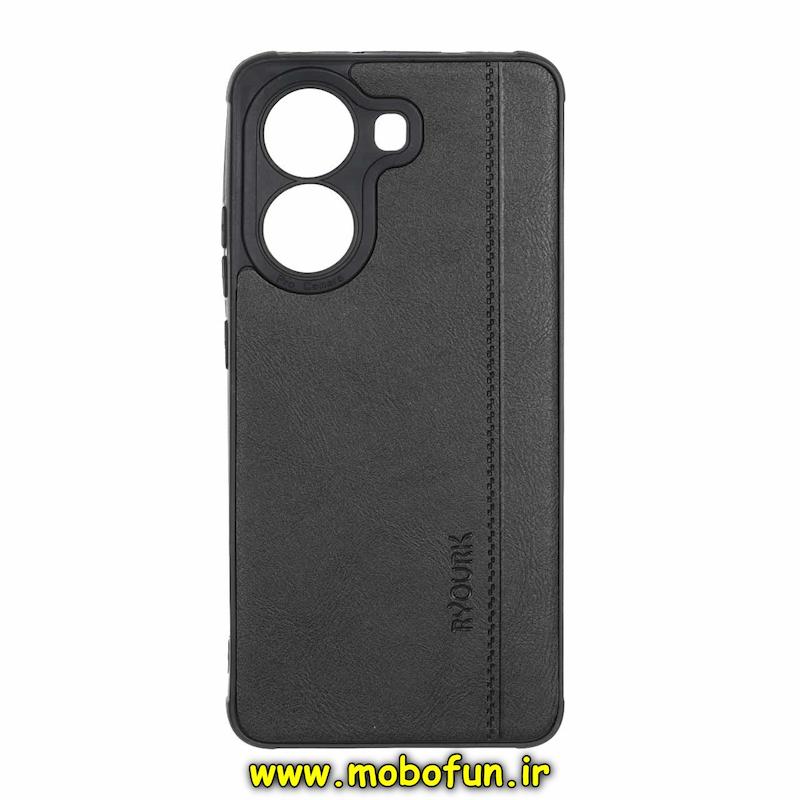 قاب گوشی Poco X7 Pro شیائومی طرح ژله ای چرمی ساده Ryourk محافظ لنزدار مشکی کد 94812