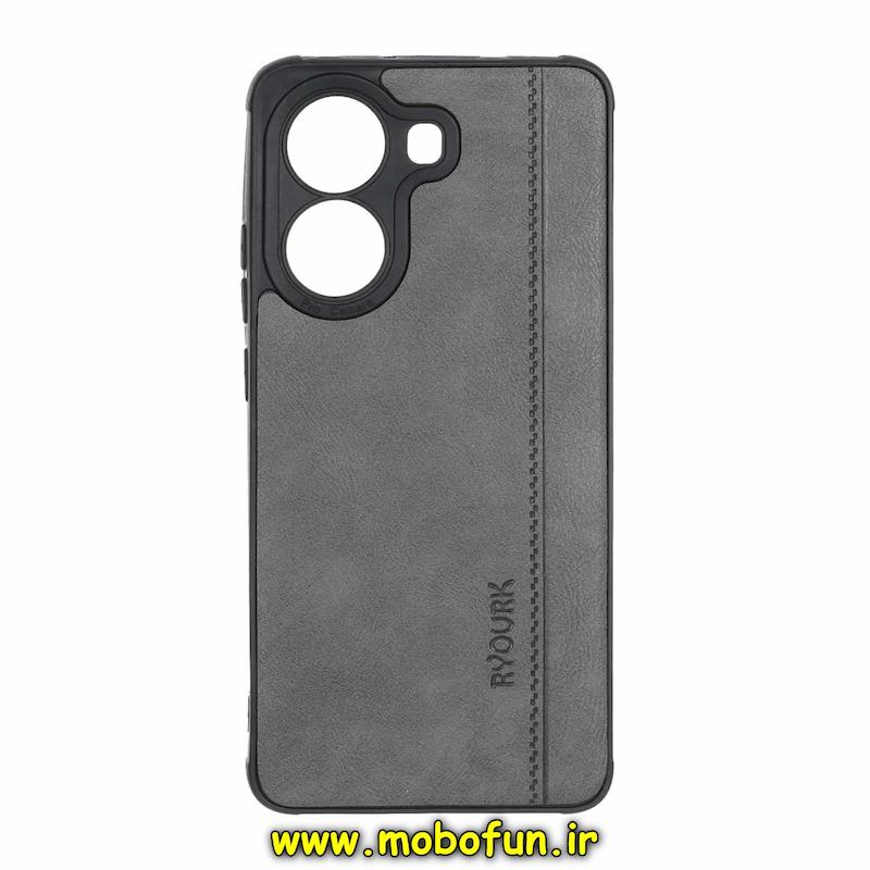 قاب گوشی Poco X7 Pro شیائومی طرح ژله ای چرمی ساده Ryourk محافظ لنزدار خاکستری کد 94815