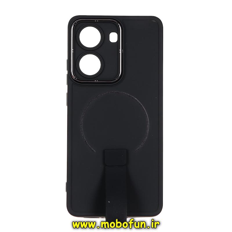 قاب گوشی Poco X7 Pro شیائومی متال کیس سیلیکونی ژله ای LUXUARY بند انگشتی طرح مگ سیف محافظ لنز دار مشکی کد 94845