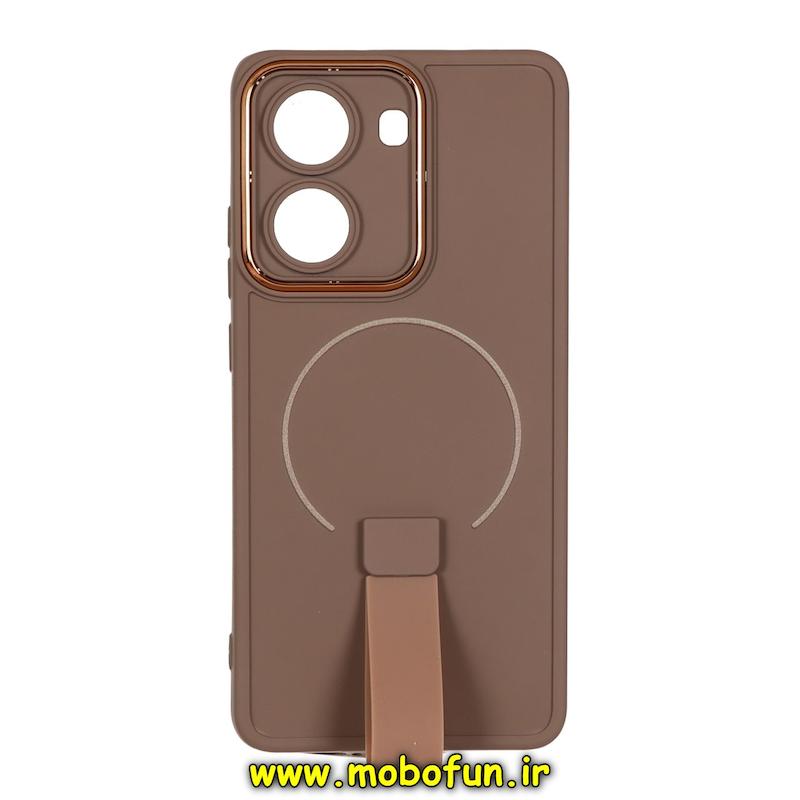 قاب گوشی Poco X7 Pro شیائومی متال کیس سیلیکونی ژله ای LUXUARY بند انگشتی طرح مگ سیف محافظ لنز دار نسکافه ای کد 94847