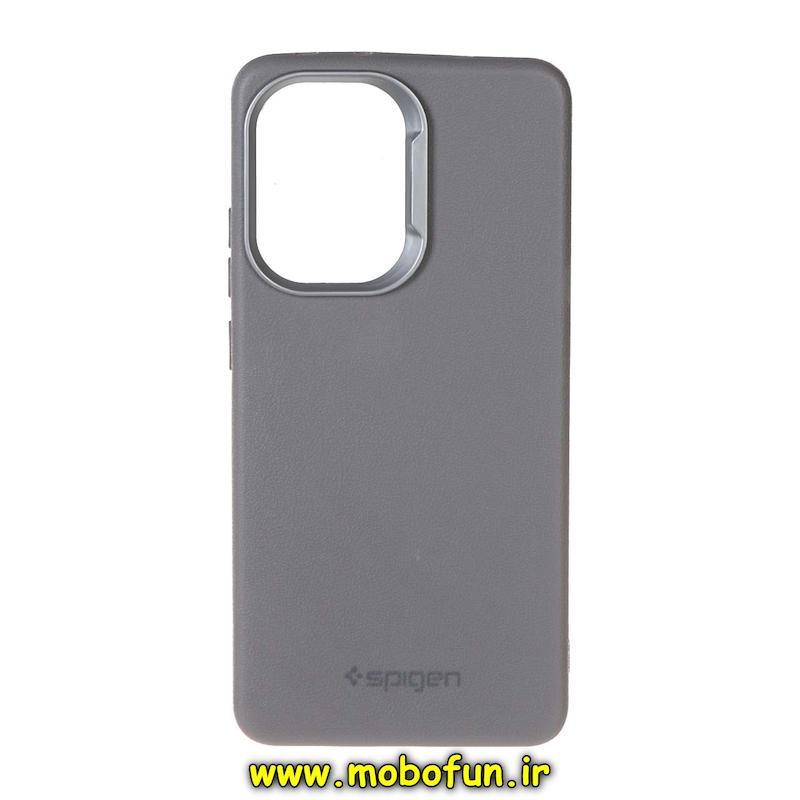 قاب گوشی Poco X7 Pro شیائومی لدر دیزاین SOFT Lether Design اسپیگن Spigen سیلیکونی طرح چرم خاکستری کد 94854