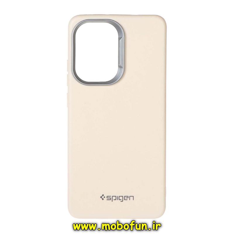 قاب گوشی Poco X7 Pro شیائومی لدر دیزاین SOFT Lether Design اسپیگن Spigen سیلیکونی طرح چرم کرم کد 94855