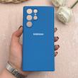قاب گوشی Galaxy S22 Ultra سامسونگ سیلیکونی اورجینال پاک کنی درجه یک زیربسته آبی کد 109659